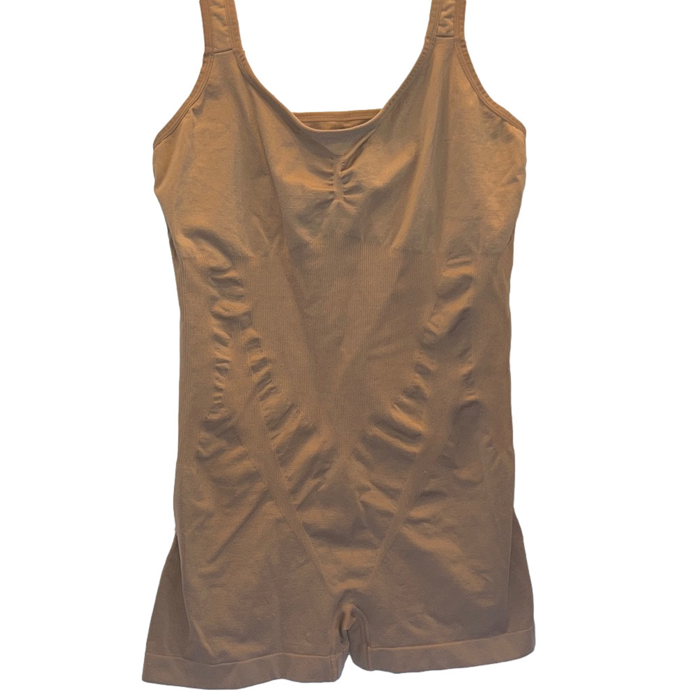 Brown Sleeveless Bodysuit, Plus Size 2X